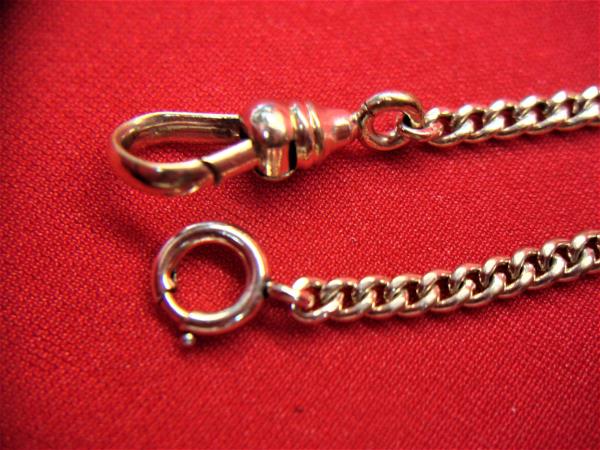 Antique Gold Filled Pocket Watch Chain w/ Cross & T-Bar - 15 Inch Vintage