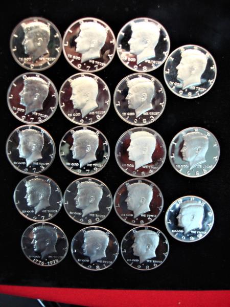 Complete Proof Kennedy Half Dollars Set 1971S-1989S (Excluding 1975) - Nice Condition
