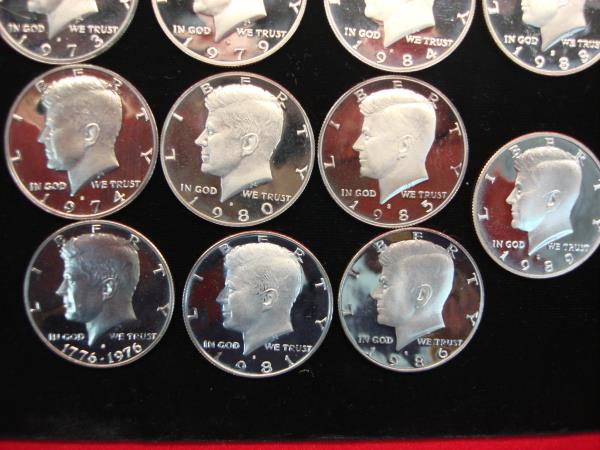 Complete Proof Kennedy Half Dollars Set 1971S-1989S (Excluding 1975) - Nice Condition