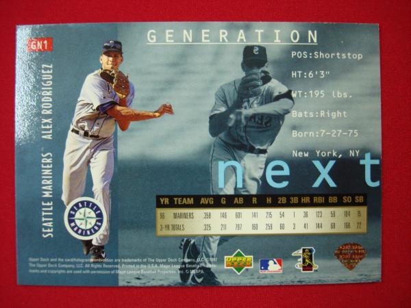 1997 Upper Deck UD3 Alex Rodriguez #GN1 Mariners Rookie Card - Generation Next Insert