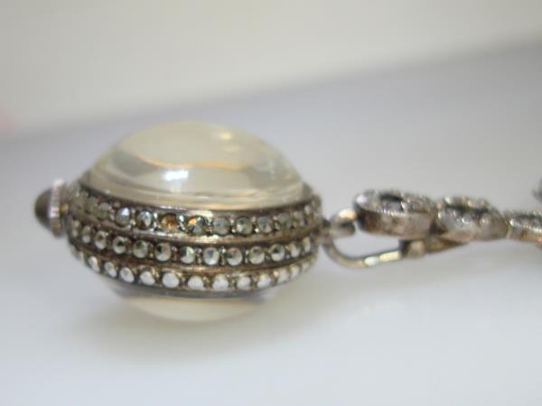 Vintage Bucherer 17 Jewels Skeleton Bubble Watch Pin w/Marcasites - Working & Elegant