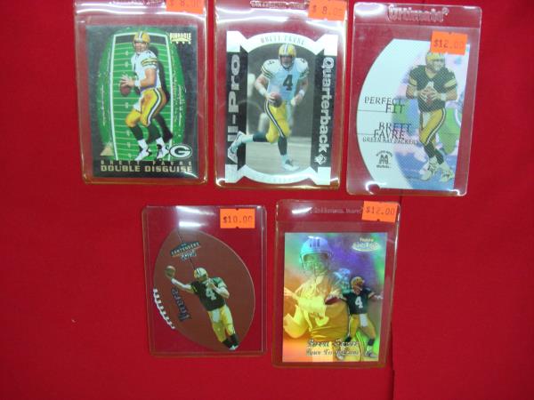Brett Favre Green Bay Packers Football Card Lot (5 Cards) - Includes Inserts & Hall of Famer