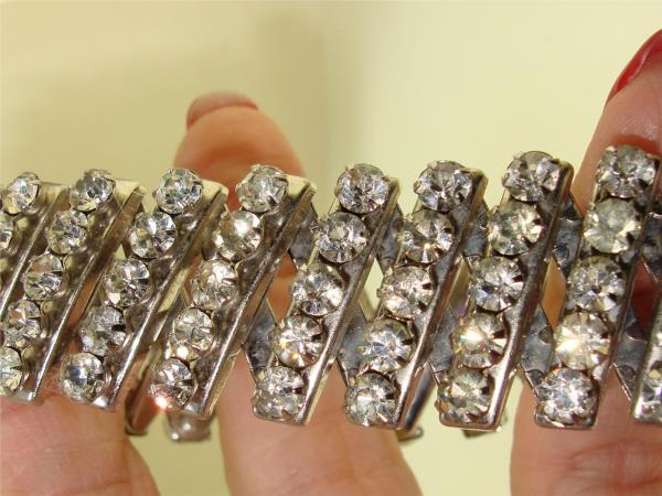 Vintage 1960s Rhinestone Stretch Bracelet | Five Rows of Foiled Sparkle
