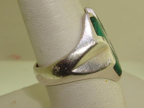 Vintage 1960s Mexican Sterling Silver Malachite Ring (Size 11)