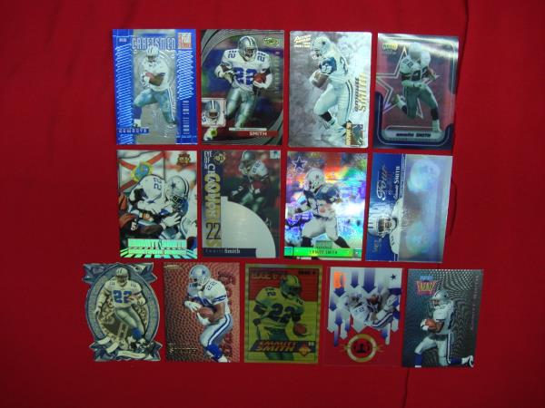 EMMITT SMITH Premium Die-Cut Football Card Lot (13 Cards, Serial # Inserts)
