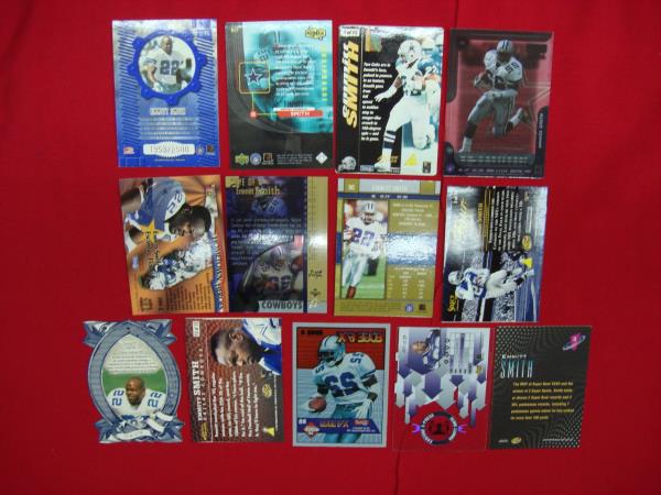 EMMITT SMITH Premium Die-Cut Football Card Lot (13 Cards, Serial # Inserts)