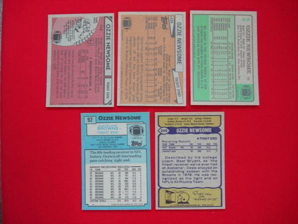 Ozzie Newsome Rookie & Early Career Football Card Lot (Cleveland Browns) - 5 Cards
