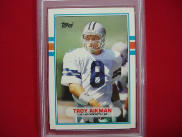 PSA 8 NM-MT 1989 Topps Troy Aikman RC Football Card - Dallas Cowboys Hall of Famer