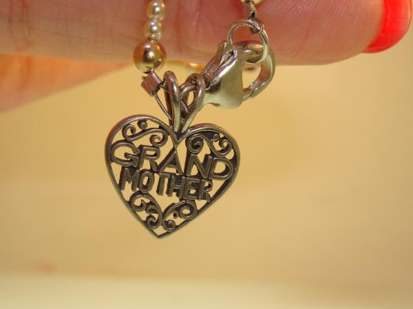 Sterling Silver & Yellow Gold Grandmother Heart Bead Bracelet - Vintage Style Gift