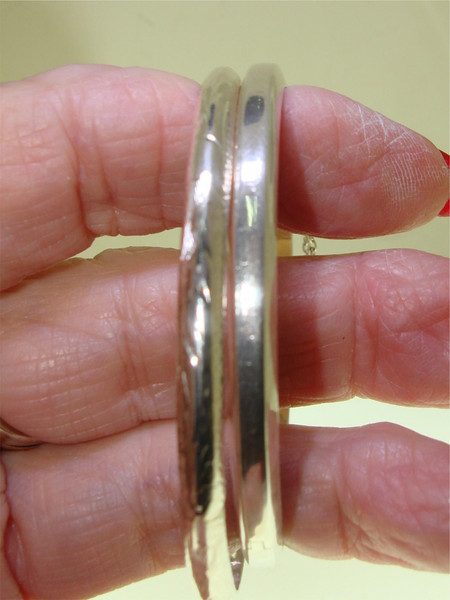Vintage Sterling Silver Hinged Bangle Bracelets Set (2) - Etched & Plain Designs