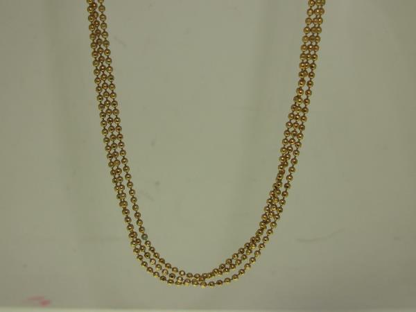 dainty gold tone ball bead choker necklace, 3 strands, 16 inches