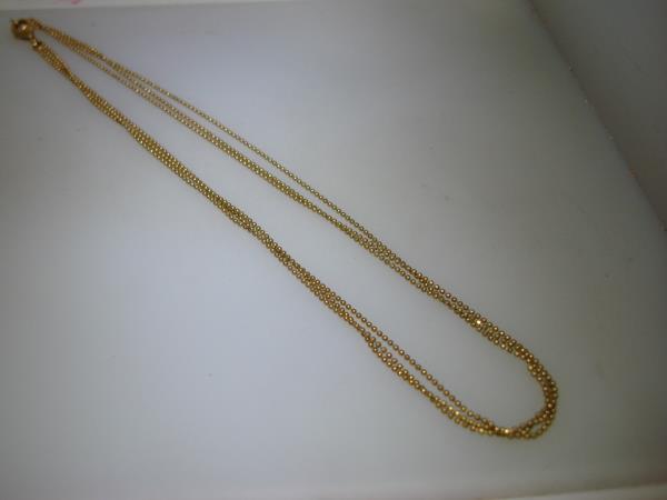 dainty gold tone ball bead choker necklace, 3 strands, 16 inches