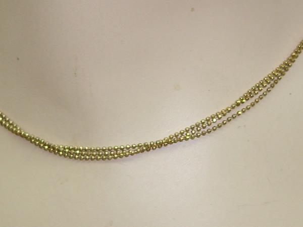 dainty gold tone ball bead choker necklace, 3 strands, 16 inches
