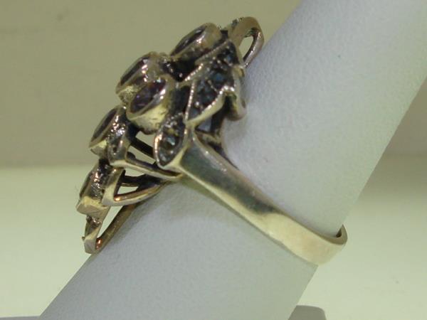 Vintage Sterling Silver Tanzanite & Marcasite Filigree Ring, Size 5.5