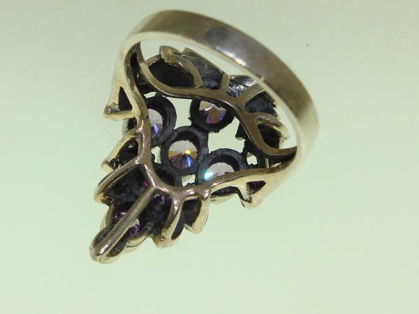 Vintage Sterling Silver Tanzanite & Marcasite Filigree Ring, Size 5.5