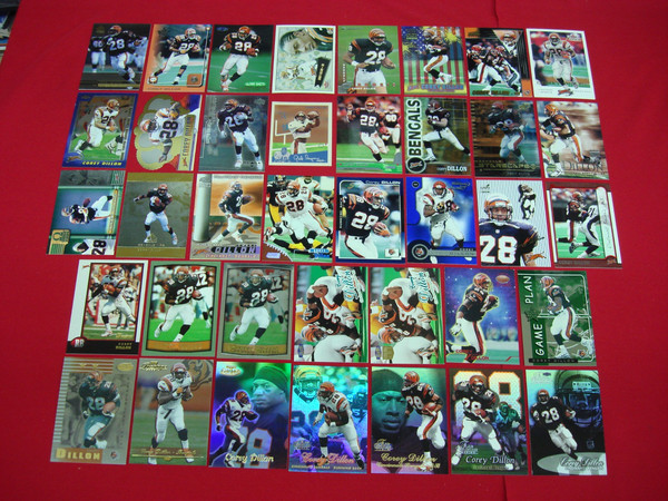 Corey Dillon Football Card Lot (38 Cards) - Serial #s, Die-Cut, Inserts, Premiums & Foils