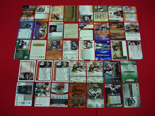 Corey Dillon Football Card Lot (38 Cards) - Serial #s, Die-Cut, Inserts, Premiums & Foils