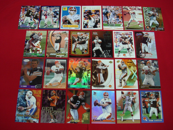 Tim Couch Cleveland Browns Football Card Lot (25 Cards) - RCs, 2nd Year, Premium Inserts & Foil