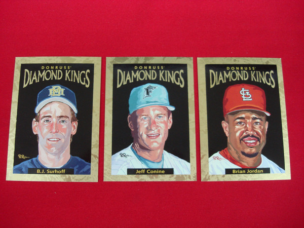 1996 Donruss Diamond Kings Gold Foil Parallels - Conine, Surhoff & Jordan (3-Card Set)