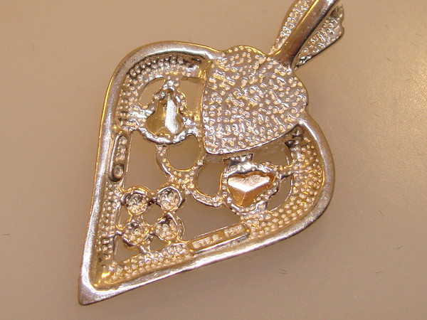 Vintage Sterling Silver Tri-Color Heart Agate Pendant by Coleman Co.