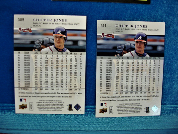 Chipper Jones Card Lot (8 Cards) - Includes Inserts & Varios Condition