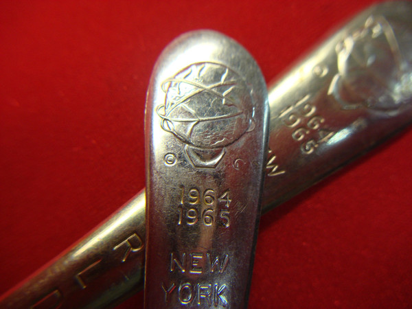Vintage 1964 New York World's Fair Unisphere Teaspoons - Stainless Steel Set of 2