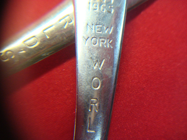 Vintage 1964 New York World's Fair Unisphere Teaspoons - Stainless Steel Set of 2