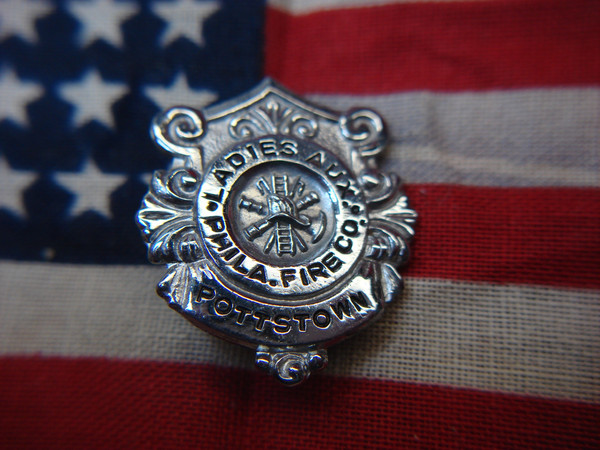 Vintage Phillies Fire Co. Ladies Auxiliary Pin - Pottstown, PA - Historic Fire Company Souvenir