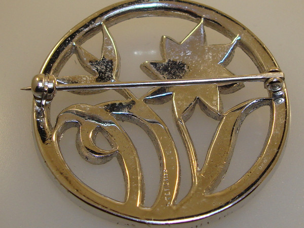 Vintage Sterling Silver Marcasite Pin Brooch 1940s-50s, Floral Design