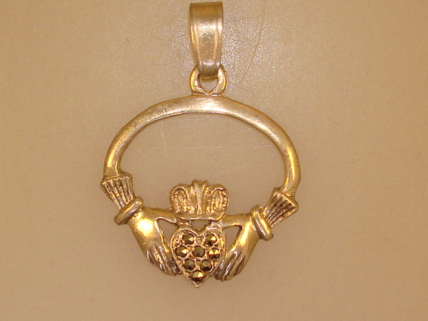 Vintage Irish Sterling Silver & Marcasite Claddagh Heart Pendant - Hallmarked