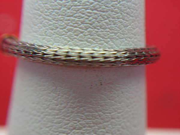18K Gold Accented Stainless Steel Cable Ring (Size 6) - Excellent Condition
