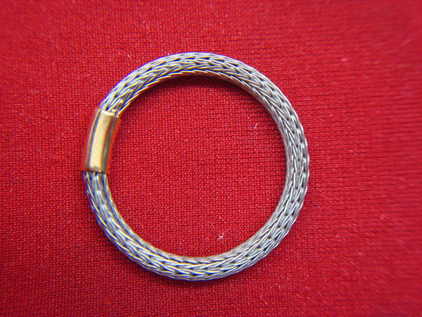 18K Gold Accented Stainless Steel Cable Ring (Size 6) - Excellent Condition