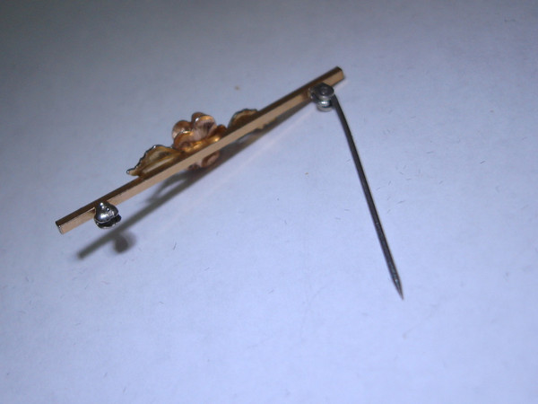 Vintage Krementz Tri-Color Gold Filled Rose Pin - 1 1/2 Inches