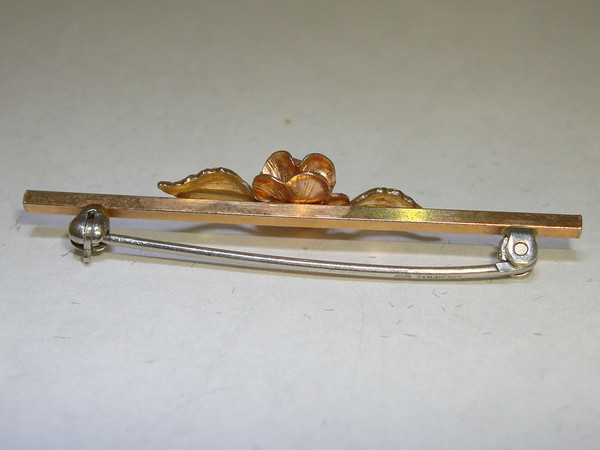 Vintage Krementz Tri-Color Gold Filled Rose Pin - 1 1/2 Inches