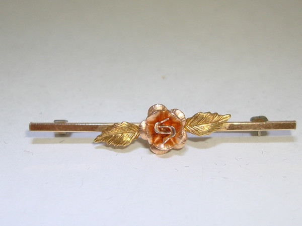 Vintage Krementz Tri-Color Gold Filled Rose Pin - 1 1/2 Inches