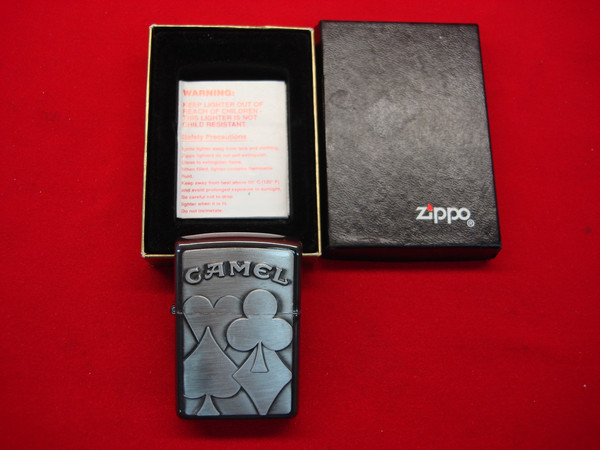 Vintage 1996 Zippo Four Aces Lighter - New, Sealed, Original Box (Slight Lid Split)