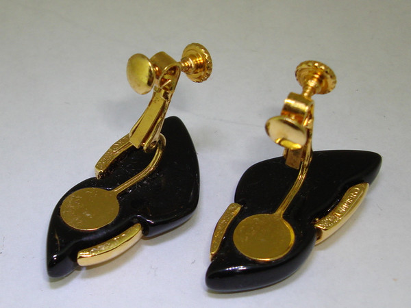 Vintage 1980s Napier Faux Onyx Gold Choker Necklace & Earrings Set