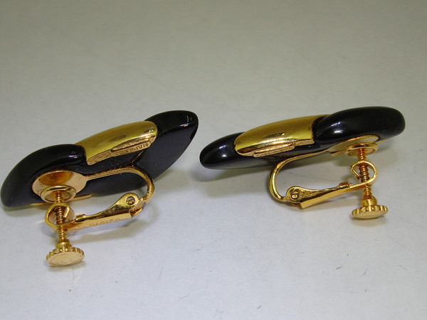 Vintage 1980s Napier Faux Onyx Gold Choker Necklace & Earrings Set