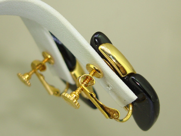Vintage 1980s Napier Faux Onyx Gold Choker Necklace & Earrings Set