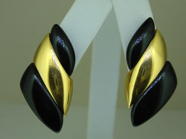 Vintage 1980s Napier Faux Onyx Gold Choker Necklace & Earrings Set