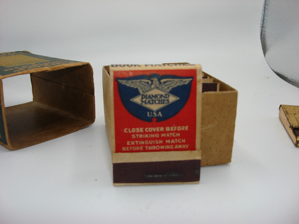 Vintage Diamond Book Matches - 10 Packs + Gold Match Safe (Made in USA)