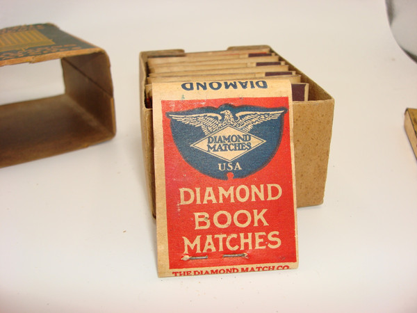 Vintage Diamond Book Matches - 10 Packs + Gold Match Safe (Made in USA)