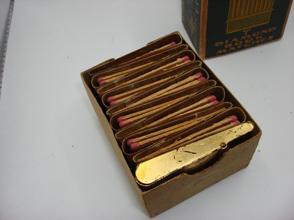 Vintage Diamond Book Matches - 10 Packs + Gold Match Safe (Made in USA)