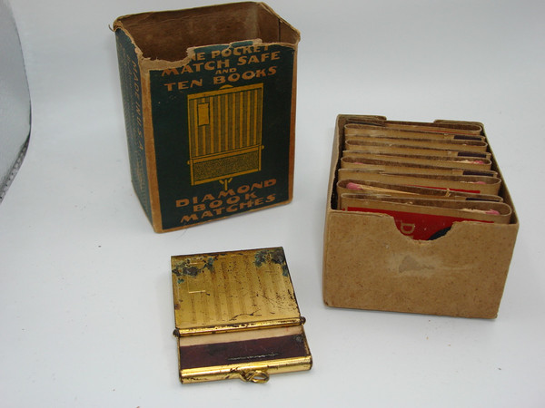 Vintage Diamond Book Matches - 10 Packs + Gold Match Safe (Made in USA)