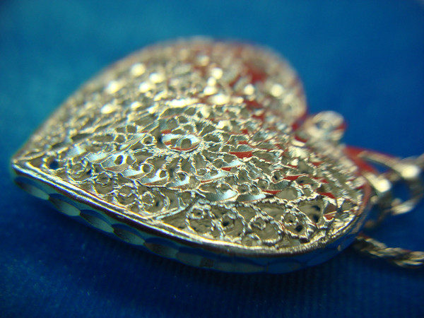 Sterling Silver Filigree Heart Pendant Necklace - 24