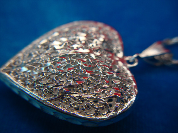 Sterling Silver Filigree Heart Pendant Necklace - 24