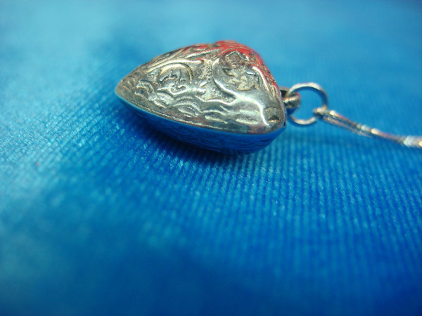Sterling Silver Puffy Heart Pendant Necklace - Unique Fancy Design, 18 Inch Chain