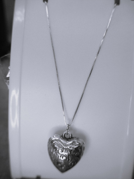 Sterling Silver Puffy Heart Pendant Necklace - Unique Fancy Design, 18 Inch Chain