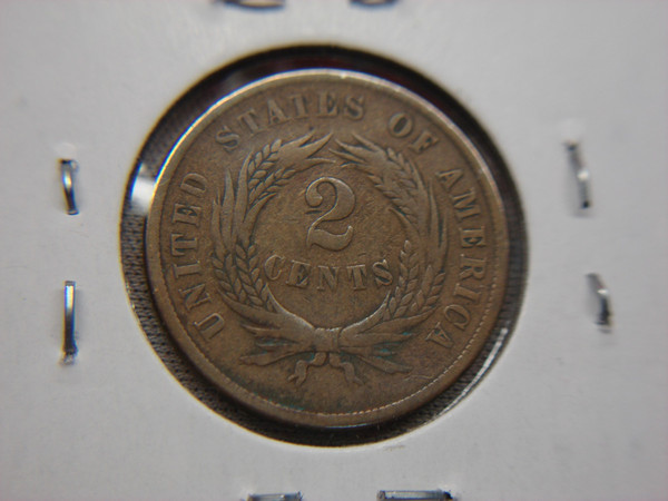 1866 U.S. Two Cent Piece - Antique Copper Coin, Chocolate Patina & Fine Detail