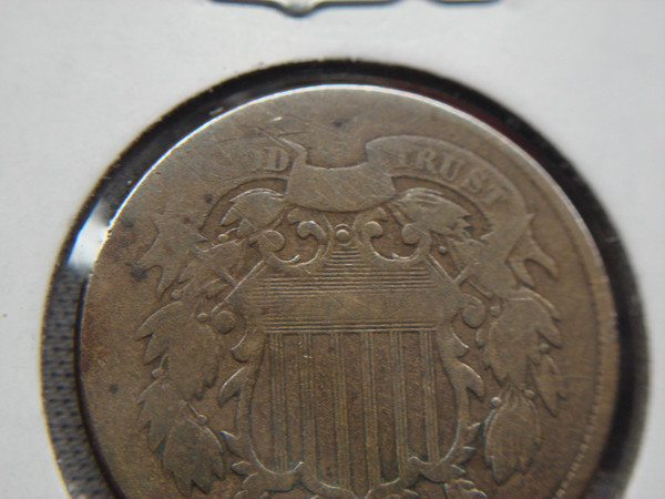1866 U.S. Two Cent Piece - Antique Copper Coin, Chocolate Patina & Fine Detail